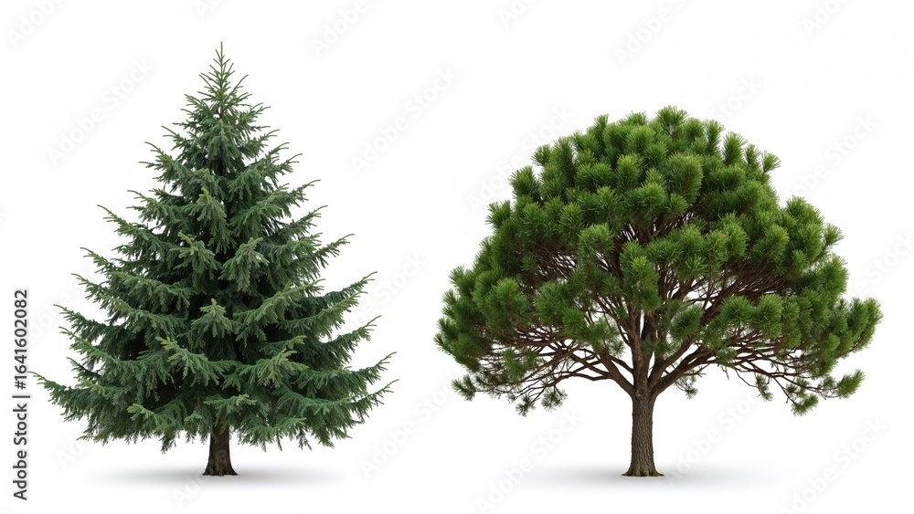 Fototapeta premium Selection of Balsam Fir and Thuja Branches Isolated on White