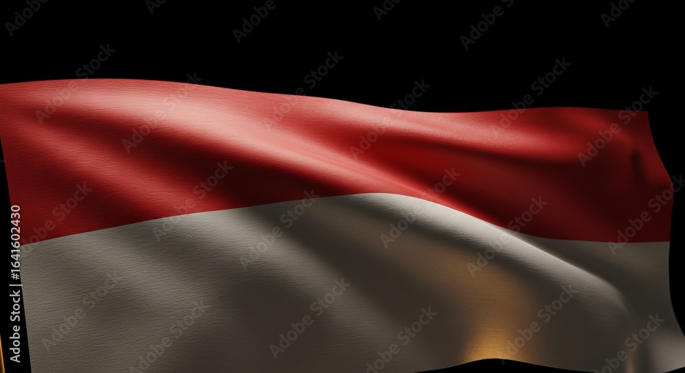 Naklejka premium Indonesian Flag Waving Against Black Background