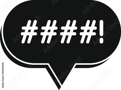 Censorship symbol with hashtags inside speech bubble representing restricted speech or online content filtering
