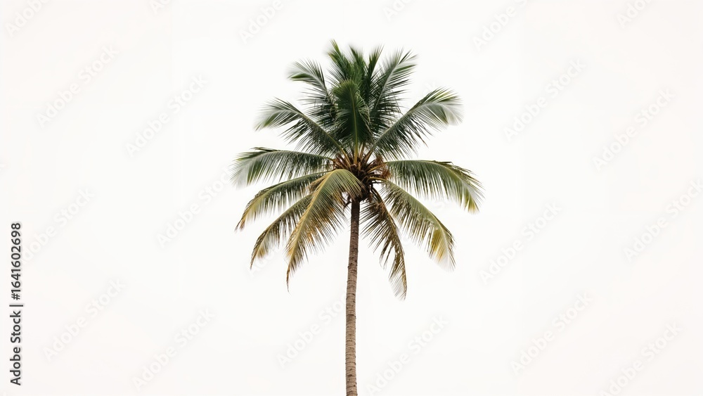 Fototapeta premium Coconut palm silhouette on a clean white surface