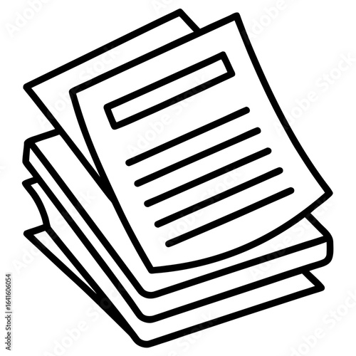 Document papers pile document  and Paper icon line airt vactor outline Illustrations on white background