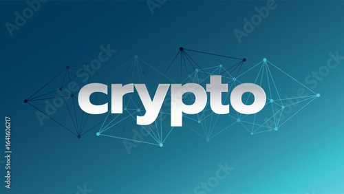 Crypto currency. Blockchain technology. Virtual money for business, finance, digital global trade, payment, exchange. Vector network pattern. Blue gradient background