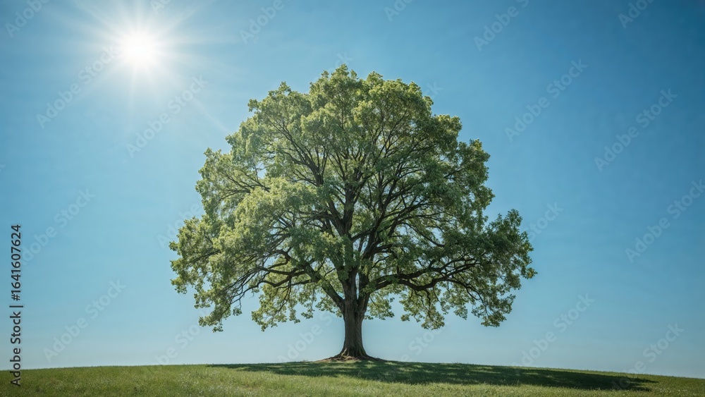 Fototapeta premium Vibrant Green Tree Swaying in the Soft Breeze