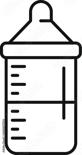 Simple line drawing of a baby bottle highlighting essential feeding needs for newborns and infants