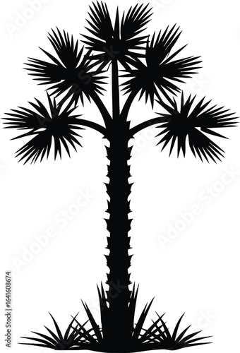 Elegant silhouette of a tropical palmetto tree against a clean white background showcasing natures minimalist beauty and design potential for vector graphics