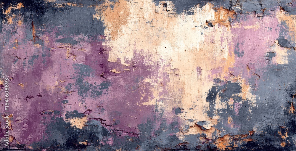 Fototapeta premium Textured wall with layered colors. Cracked, weathered, abstract, paint