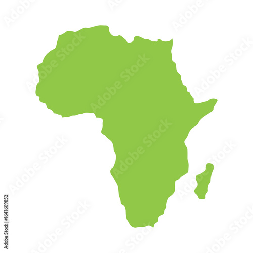 African continent, shape. Isolated. White background. Vector illustration.