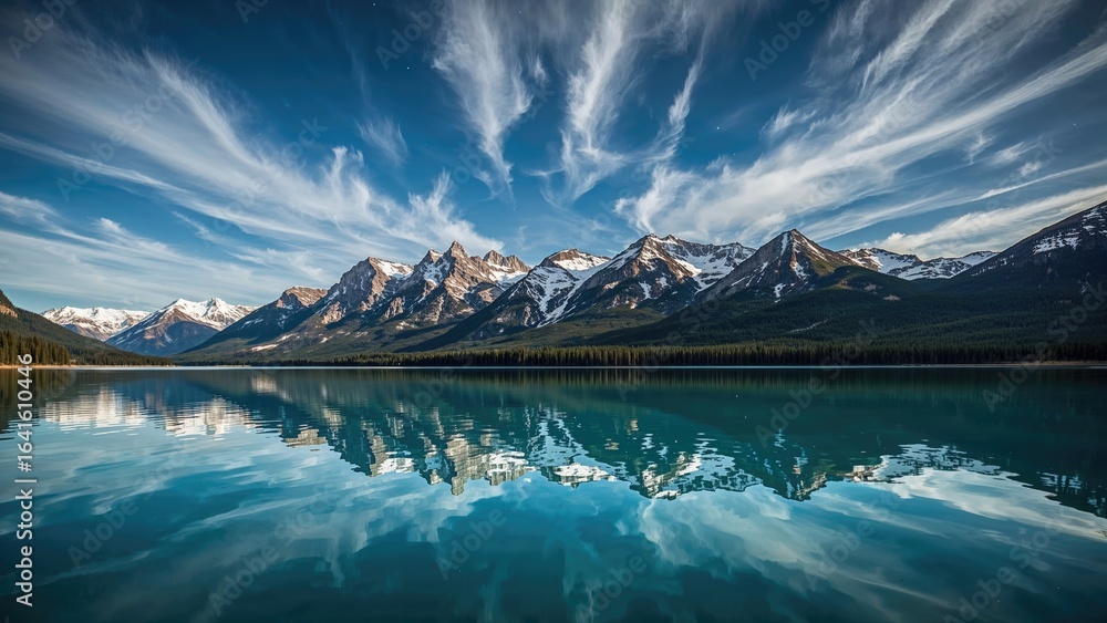 Naklejka premium Travel destination showcasing mountains, water, and cosmic night sky