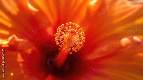 Vivid macro photography focusing on the pistil of a hibiscus flower