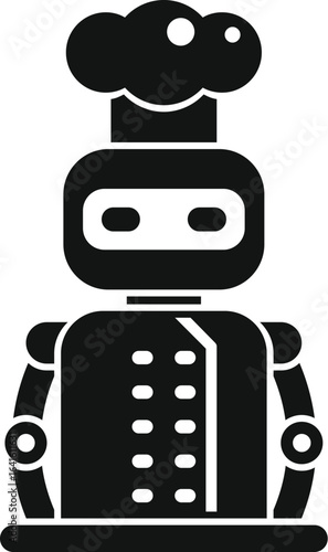Robot chef wearing uniform and hat, symbolizing automation in the culinary industry, enhancing efficiency and precision in food preparation