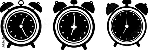 Alarm clock black silhouettes set, Set of alarm clocks, alarm clock collection, Vector of alarm clock, alarm clock silhouette, alarm clock isolated on white background