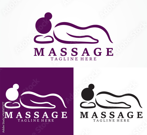 Massage Therapy Logo Design, Spa Wellness Symbol, Relaxation, Healing, Body Care, Professional Branding