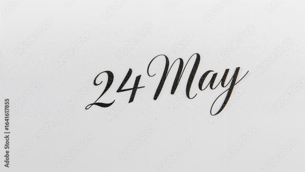 The date 24 May written by hand against a white backdrop The date 24 May written by hand against a white backdrop