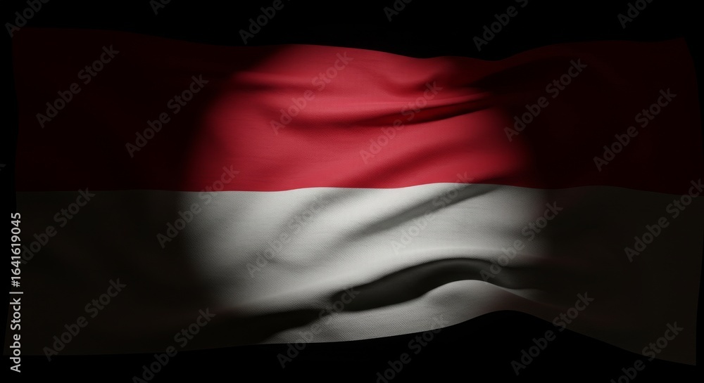 Naklejka premium Waving Indonesian Flag on Black Background