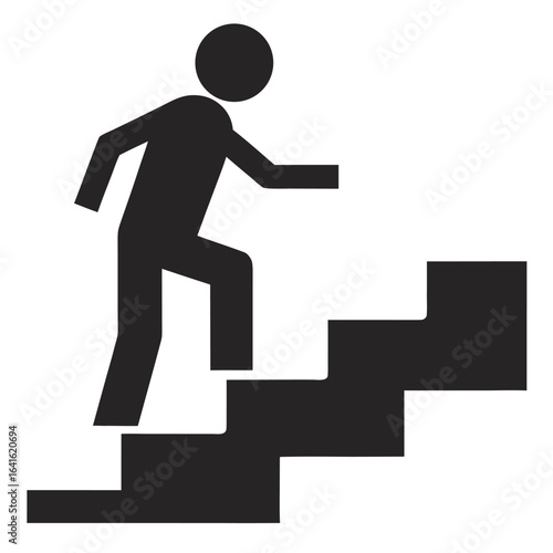 Man Going Up The Stairs  senho icon line airt vactor outline Illustrations on white background 