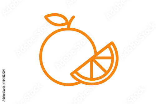 Orange fruit icon, citrus slice vector, fresh healthy food symbol, flat linear design for mobile apps, website UI, public use, vitamin C, refreshing snack, fruit illustration, minimal style