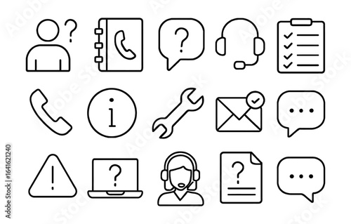 Simple line icons for communication and help desk solutions