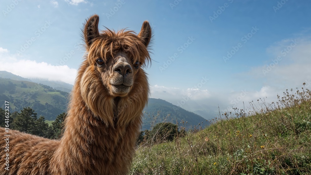 Obraz premium Close-up of a llama in its natural habitat