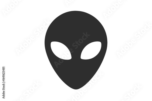 Extraterrestrial Alien Face Icon, Simple Flat Head Symbol, Sci-Fi UFO ET Emblem, Minimalist Space Creature Illustration for Apps and Websites, Vector Transparent