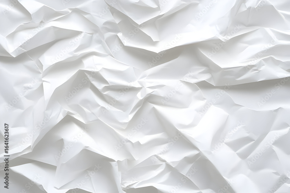 Fototapeta premium Abstract Background - White Crumpled Paper Texture