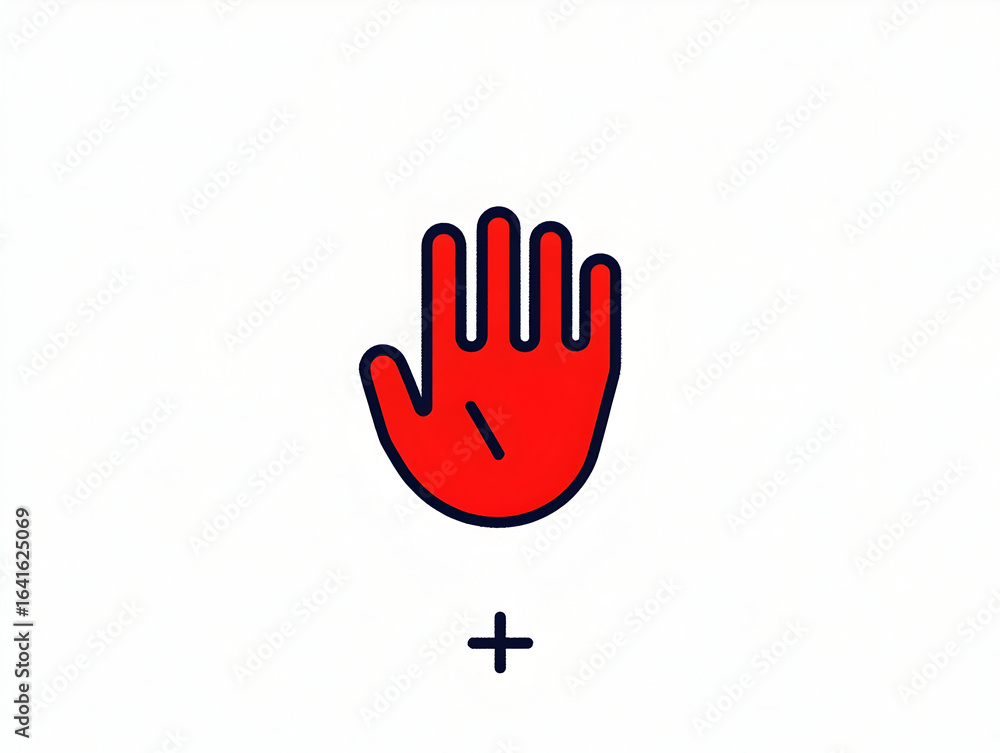 Fototapeta premium Illustration - Red Hand Stop Sign Symbol on White Background