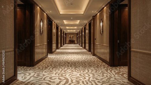 Corridor with carpet in a hospitality venue