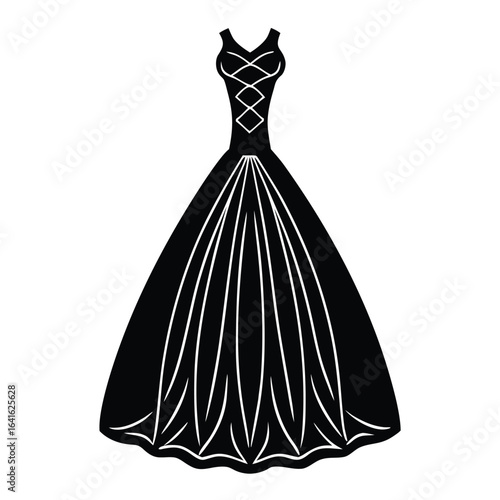 Event planner element isolated wedding dress sketch on white background