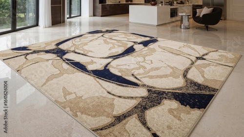 Living room carpet featuring a machine-made modern oriental pattern