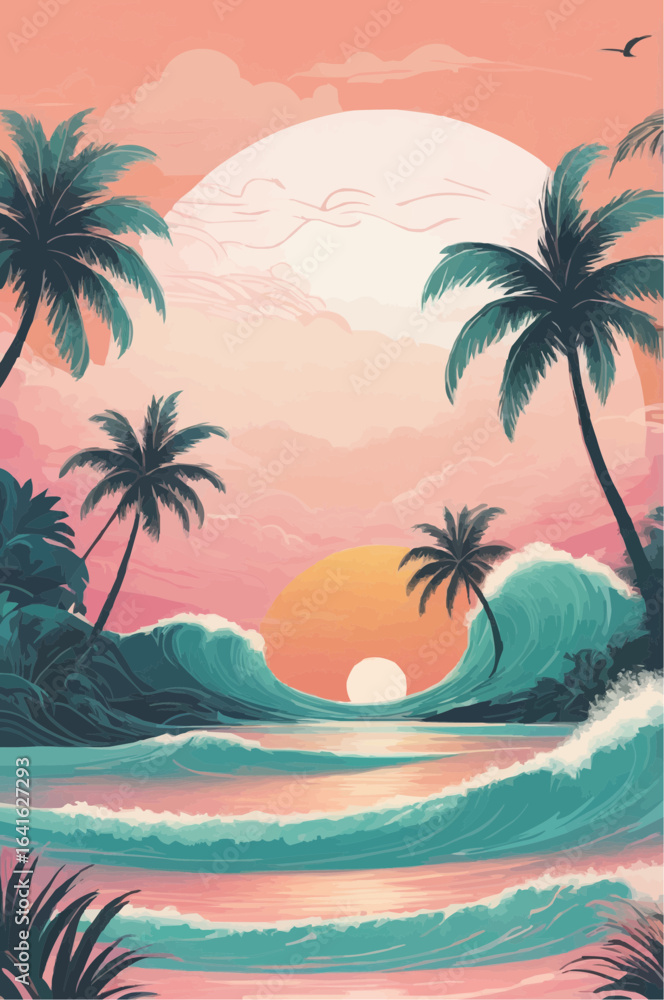 Fototapeta premium tropical beach with palm trees