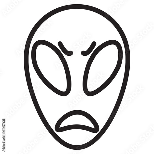 Line icon symbol of a space alien face or head