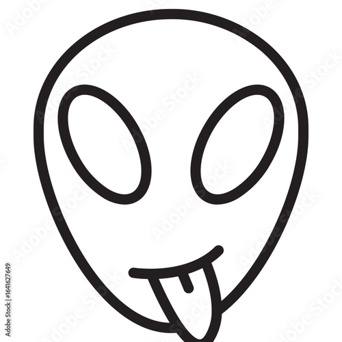 Line icon symbol of a space alien face or head