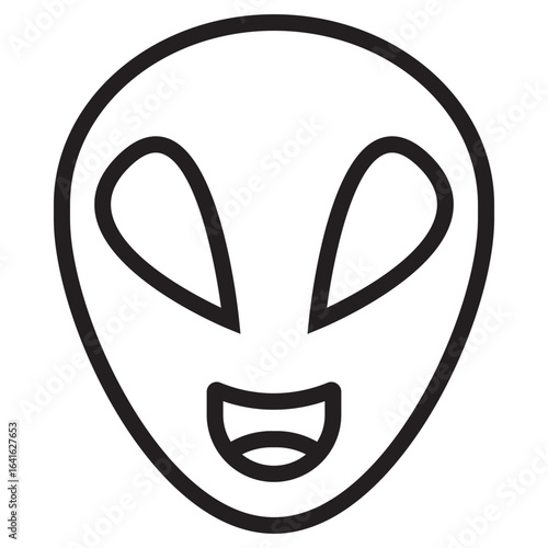 Line icon symbol of a space alien face or head