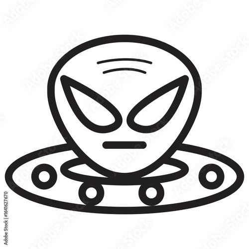 Line icon symbol of a space alien face or head