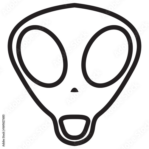 Line icon symbol of a space alien face or head