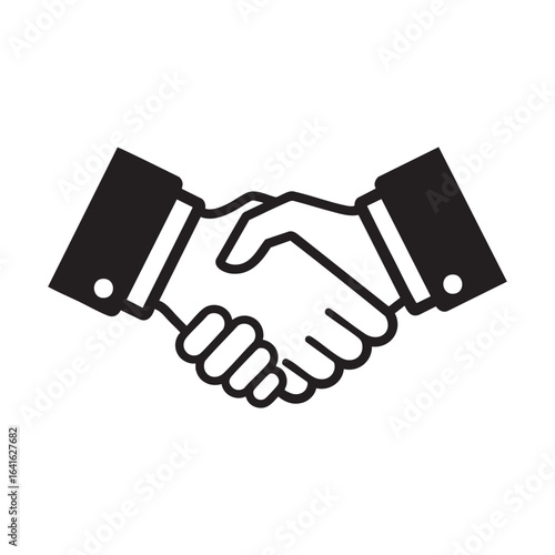 handshake hand vector illustration black and white
