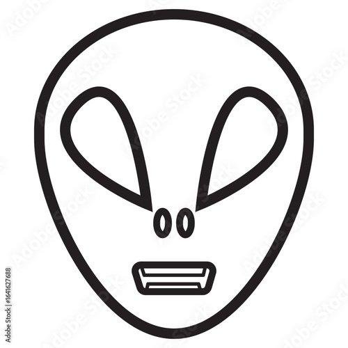 Line icon symbol of a space alien face or head