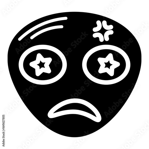 Line icon symbol of a space alien face or head