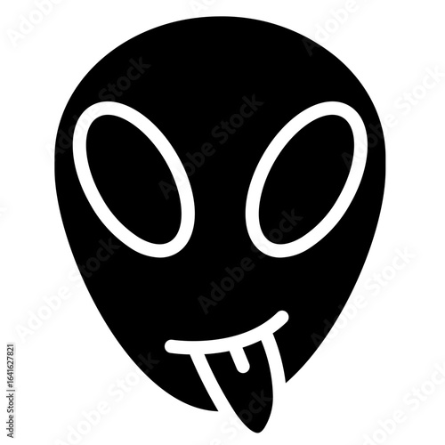 Line icon symbol of a space alien face or head