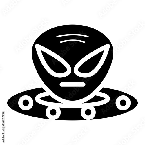 Line icon symbol of a space alien face or head
