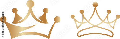 Queens or kings crown vector logo. Golden corona logotype 