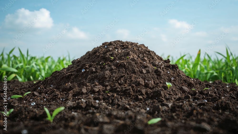 Fototapeta premium Recently Excavated Soil Mound for Horticulture and Yard Decoration, Suitable for Diverse Planting Activities