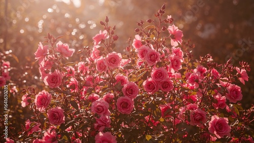 Wallpaper Mural Bright Fuchsia Roses Growing in Nature Torontodigital.ca