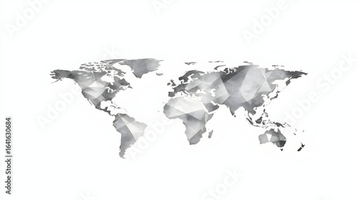 Wallpaper Mural Abstract Illustration - World Map, Gray, Polygonal, Continents, Global, Geography, Travel, Earth, Cartography, Exploration Torontodigital.ca