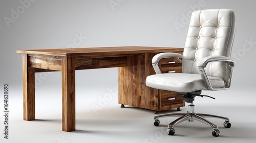 Sleek office desk and ergonomic chair professional
