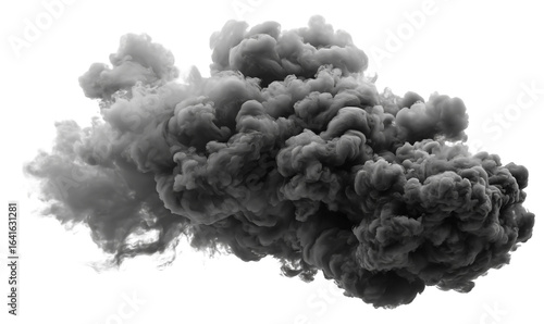 Realistic grey smoke explosion isolated on transparent background