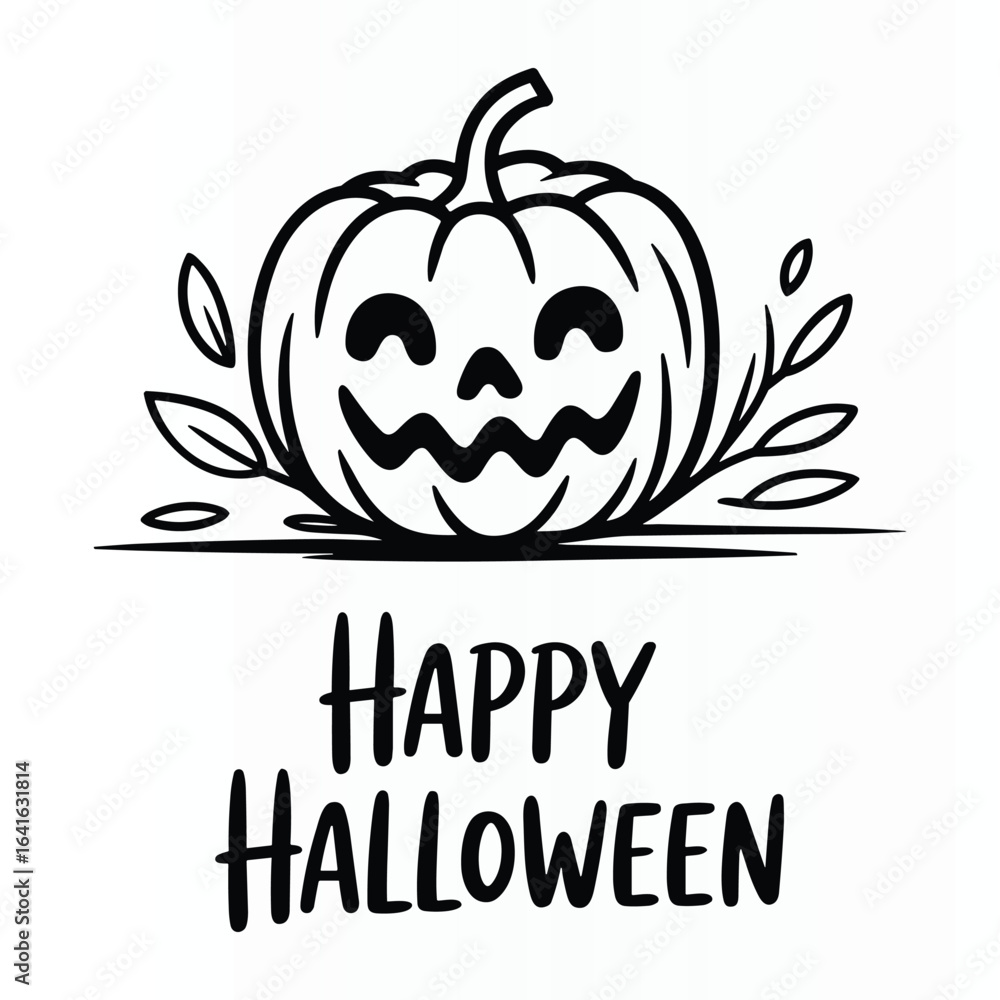 Obraz premium Halloween Pumpkin Single Line Art with continuous Motion