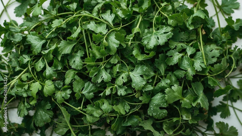 Bundle of fresh green cilantro twigs for meal preparation Bundle of fresh green cilantro twigs for meal preparation