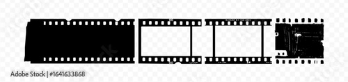 Vintage filmstrip roll frame, vector photo background, old grunge movie film long strip, video or movie filmstrip overlay, transparent film frame, cinema, photograph camera film strip