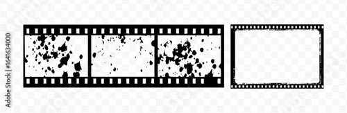 Vintage filmstrip roll frame, vector photo background, old grunge movie film long strip, video or movie filmstrip overlay, transparent film frame, cinema, photograph camera film strip