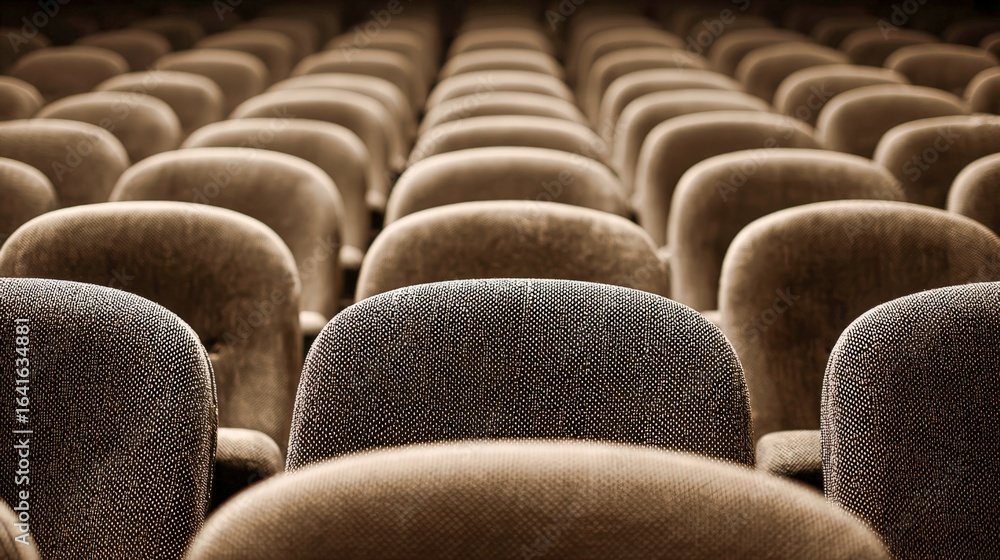 Obraz premium Rows of Empty Seats in Theater or Auditorium, Creating a Sense of Anticipation and Nostalgia